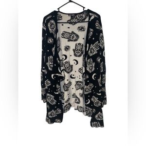 Hot Topic Black and White Mystic Hand Print Cardigan
